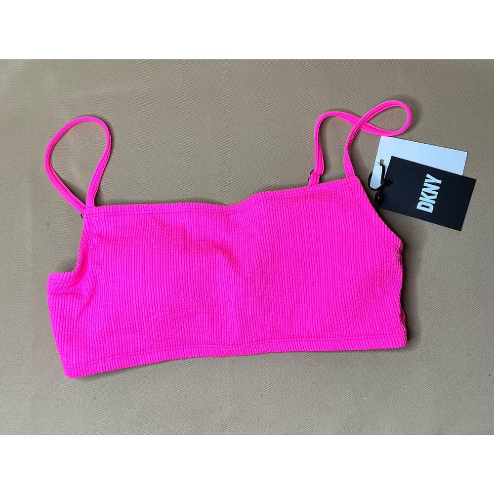 DKNY Neon Pink Textured Bralette Swim Top M NWT - Picture 5 of 6